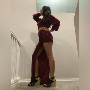 Fashion Nova x Cardi B Get Up 10 Two-Piece Velvet Top and Skirt Set Size Medium